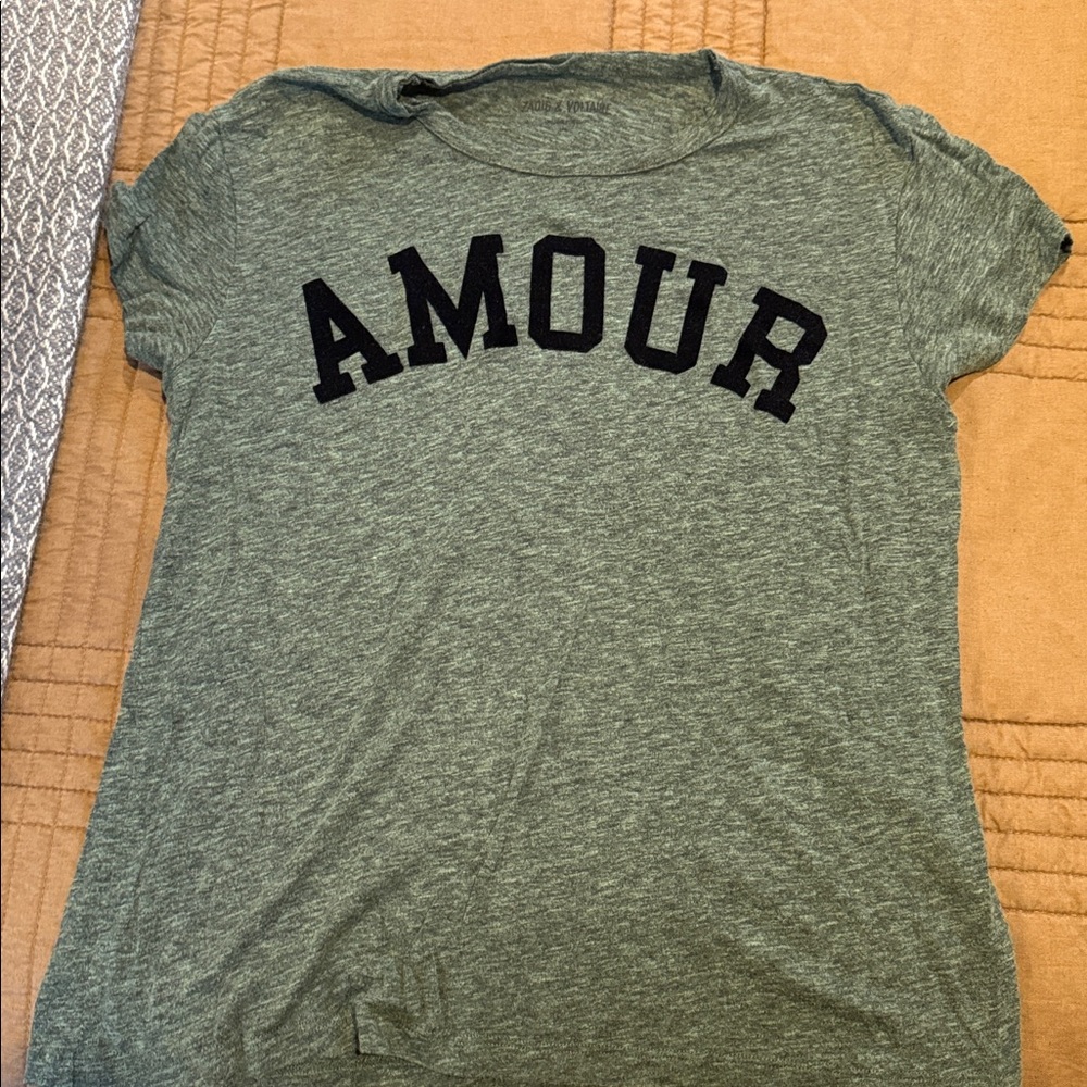 Green Zadig & Voltaire T-Shirt with 'AMOUR' Print